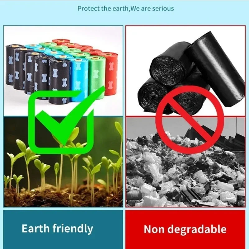 Dog Poop Bags Biodegradable Leak Proof Scented Paw Print Rolls