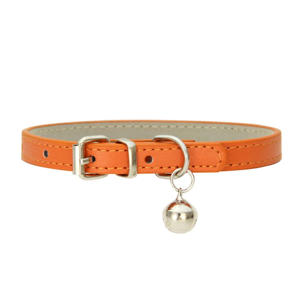 Cat Collar – Adjustable PU Leather Padded Collar with Metal Buckle