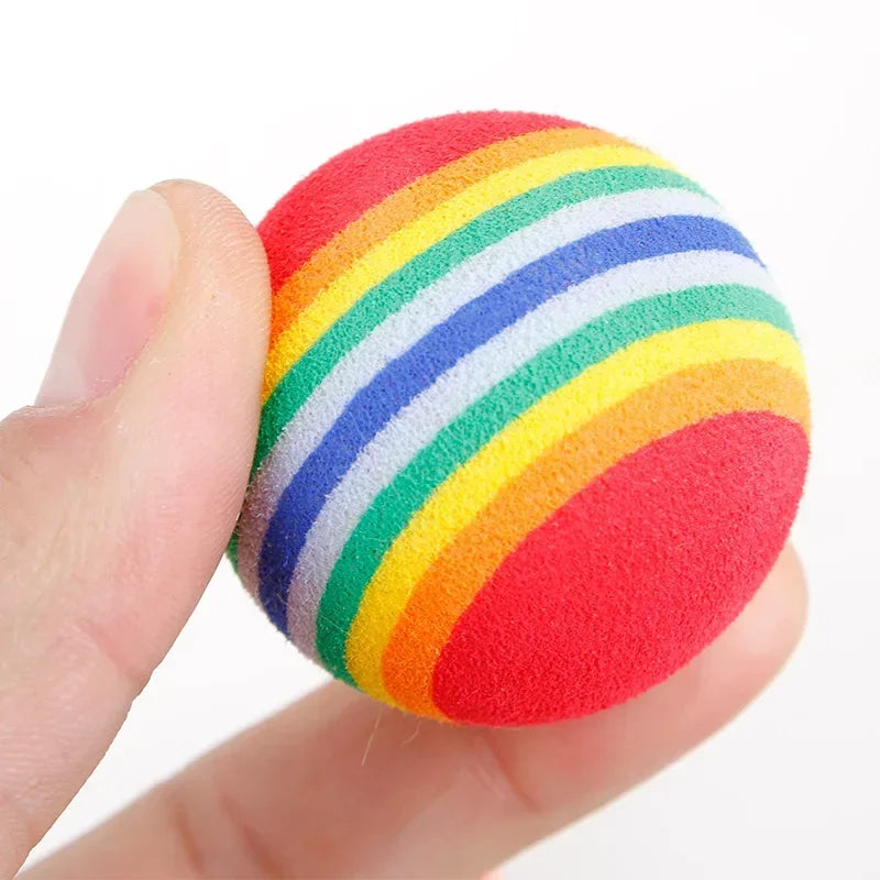 Rainbow Cat Ball Toy – Interactive Rubber Play Ball