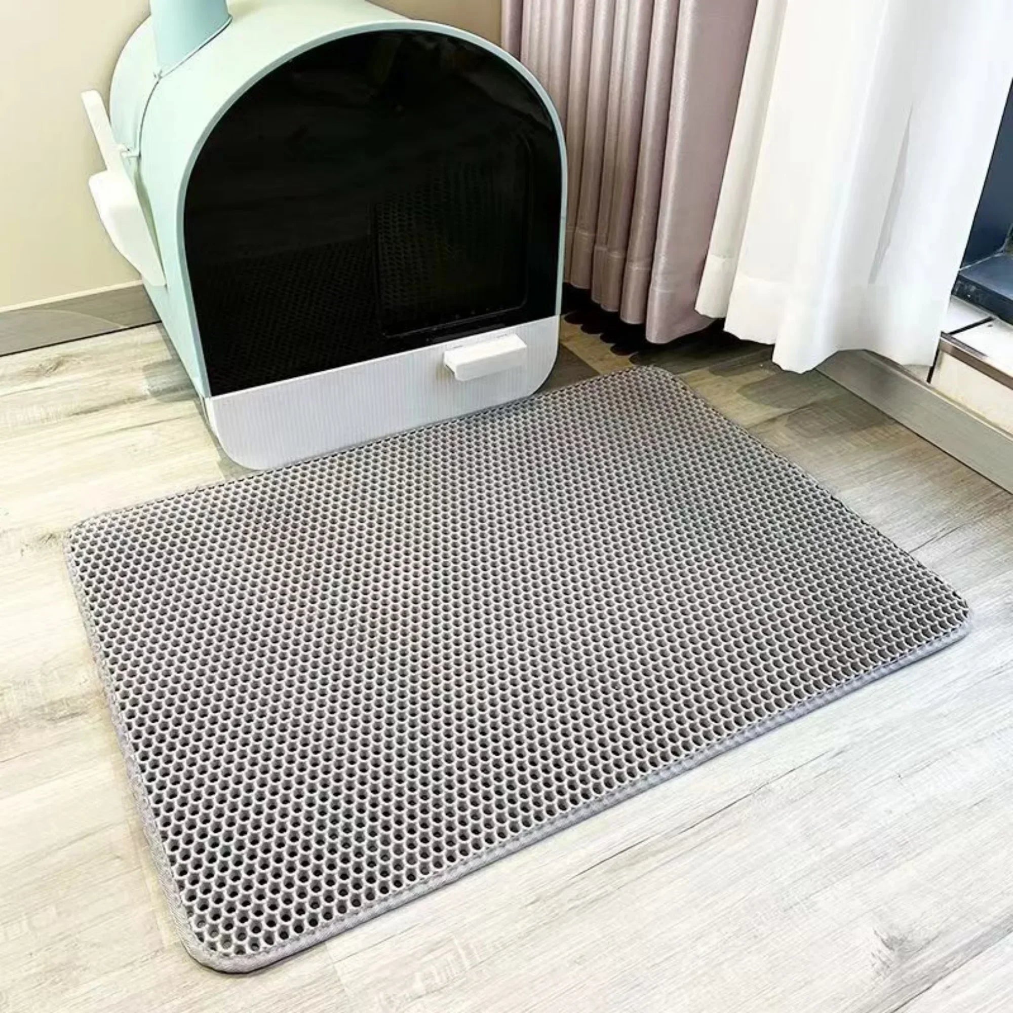 Extra Large Cat Litter Box Mat – Waterproof Washable Honeycomb Design