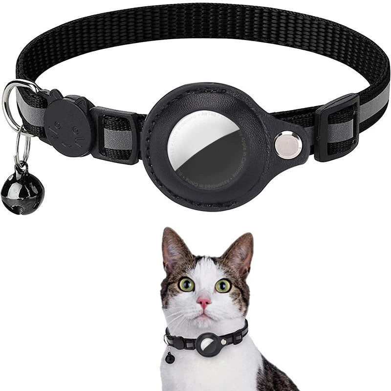 AirTag Cat Collar with Reflective Holder, Bell & Adjustable Fit