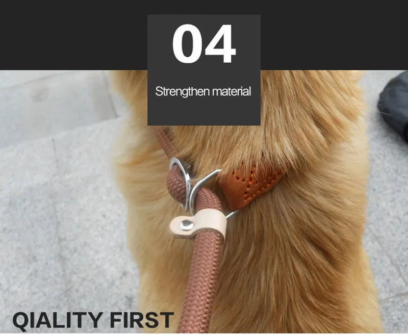 Slip Rope Dog Leash – Adjustable Braided Training Lead for Large Dogs