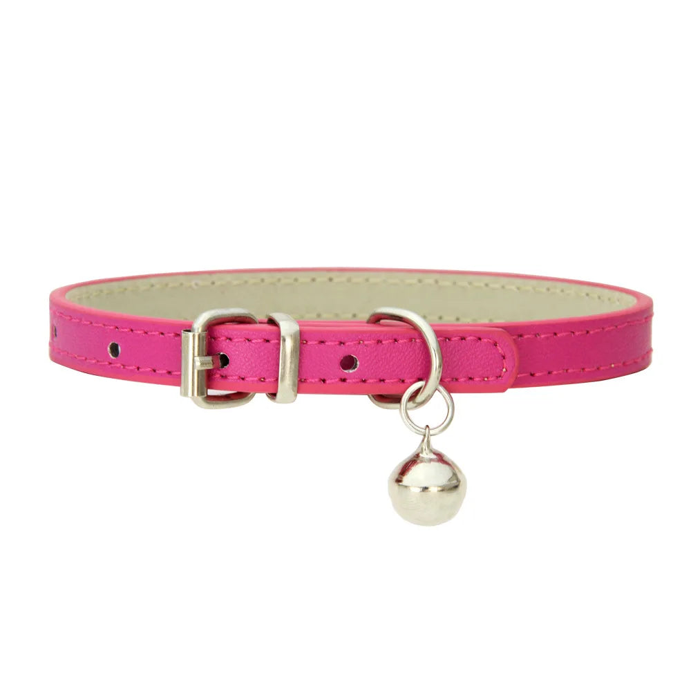 Cat Collar – Adjustable PU Leather Padded Collar with Metal Buckle