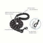Reflective Dog Leash Heavy Duty Nylon Padded Handle