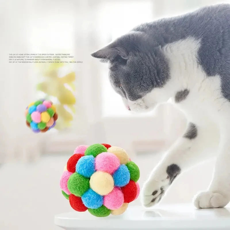 Cat Ball Toy Set – Plush, Woolen & Bell Balls for Cats