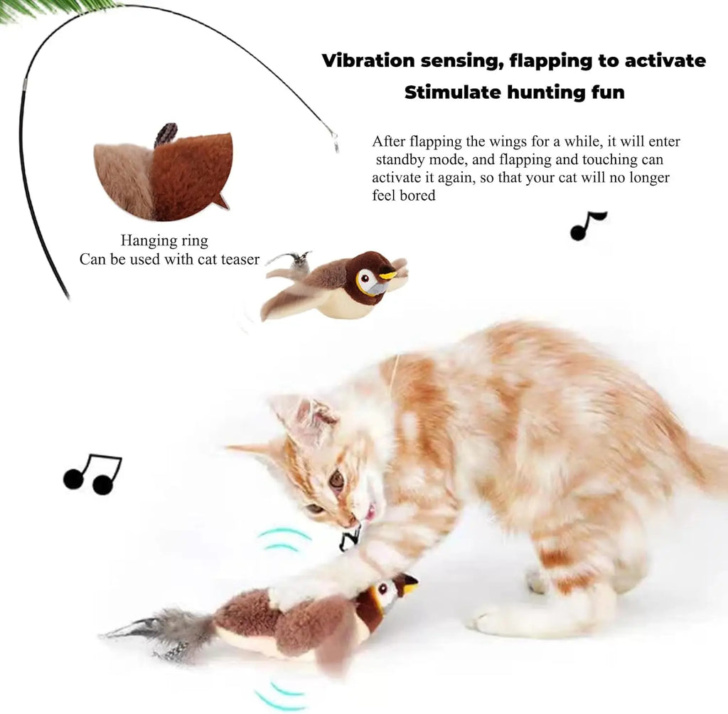 Interactive Flapping Bird Cat Toy – Rechargeable Catnip Plush