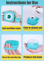 Dog Bathing Brush with Shampoo Dispenser, Soft Silicone Pet Grooming Tool