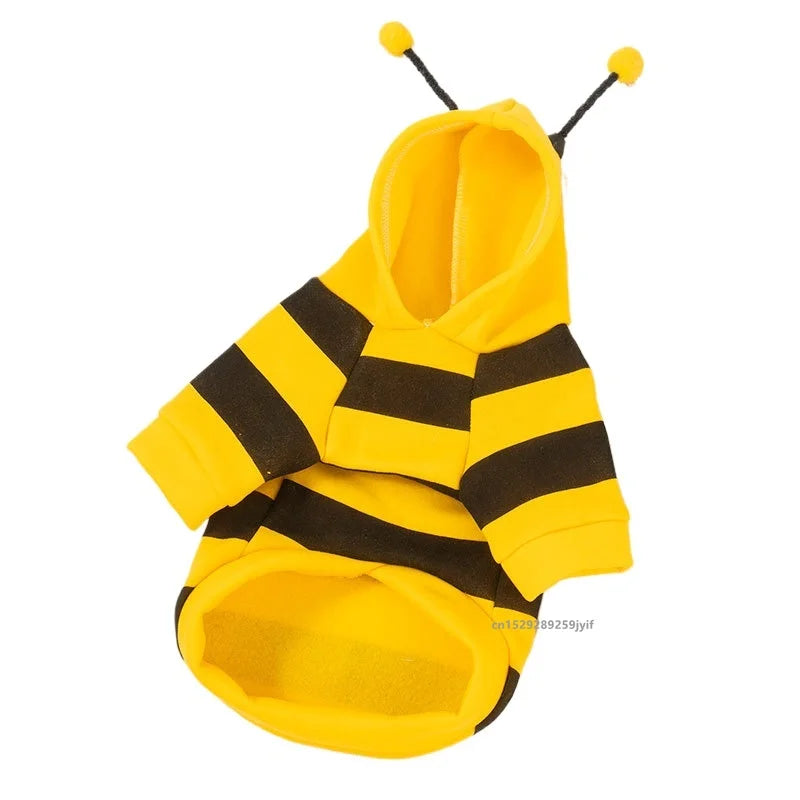 Dog Bee Costume with Hoodie, Warm Pet Outfit for Dogs & Cats