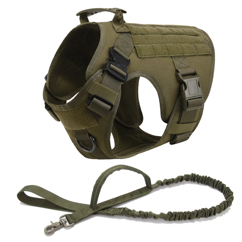 Tactical Dog Harness – 1000D Nylon Vest With Leash Set