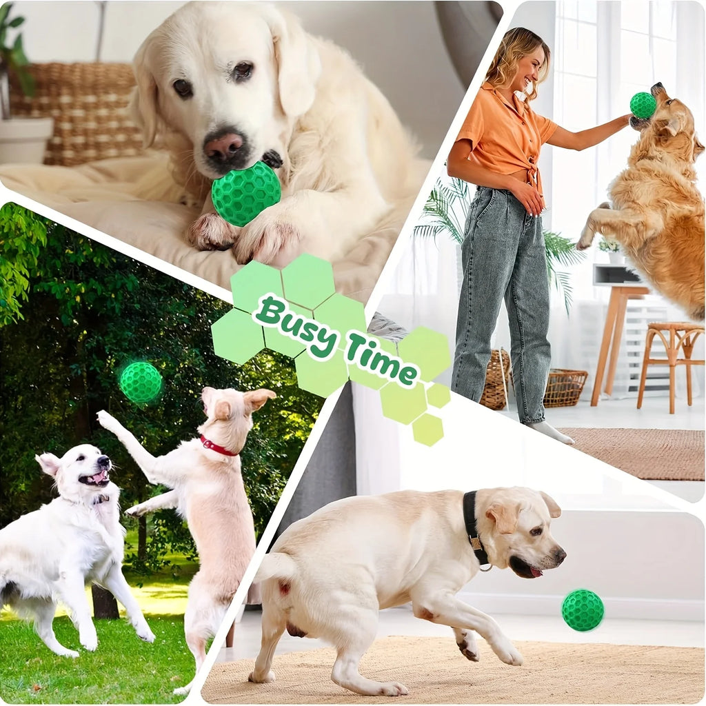 Rubber Dog Chew Toy – Squeaky Hexagonal Chew Ball