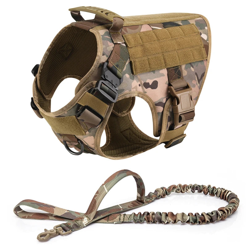 Tactical Dog Harness – 1000D Nylon Vest With Leash Set