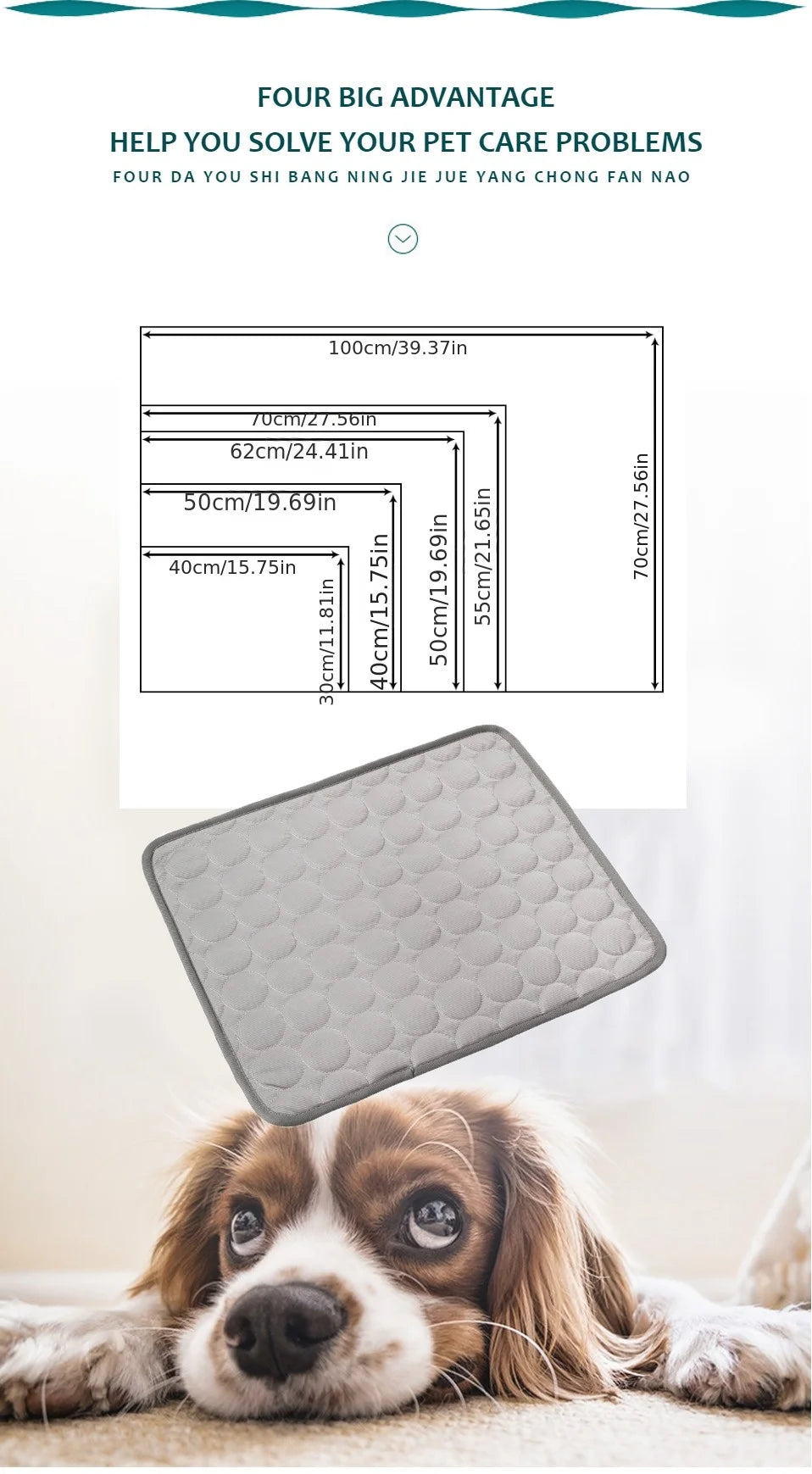 Dog Cooling Mat – Self-Cooling Summer Pad for Small & Large Dogs