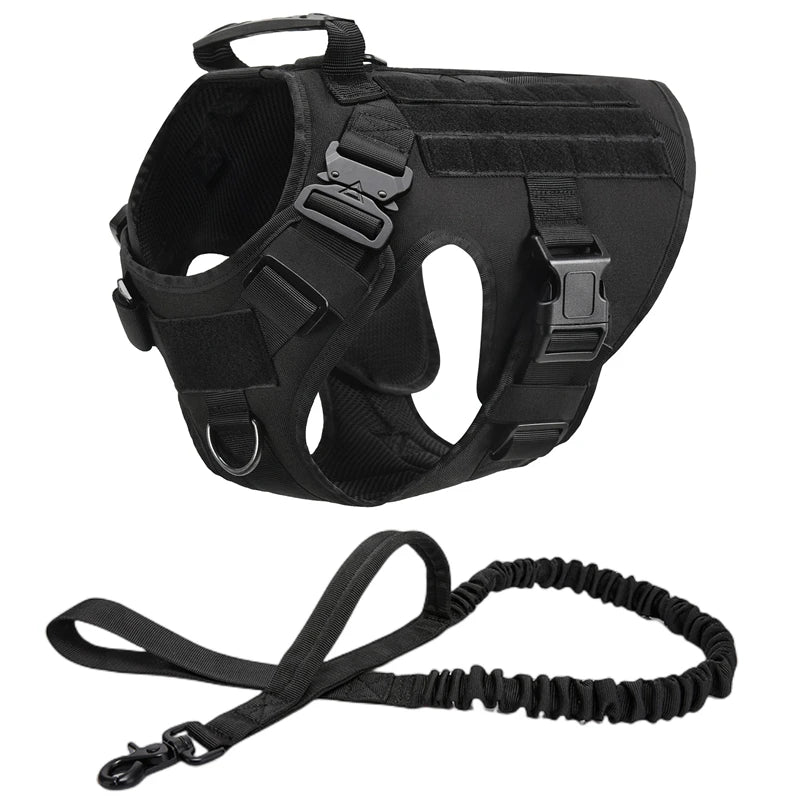 Tactical Dog Harness – 1000D Nylon Vest With Leash Set
