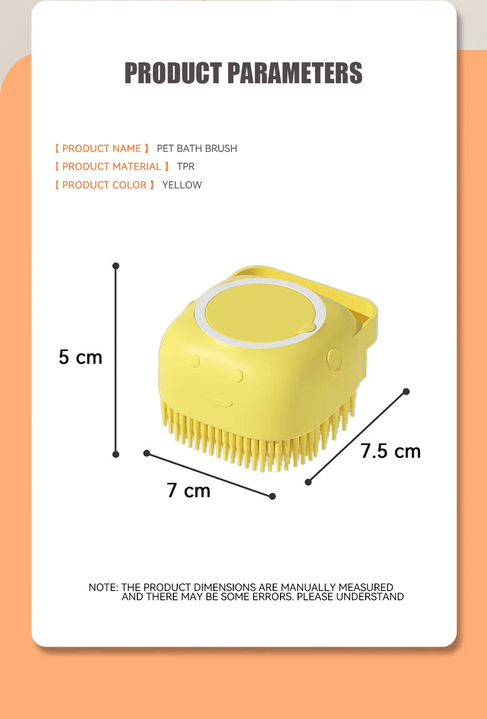 Dog Bath Brush with Shampoo Dispenser, Soft Silicone Bristles