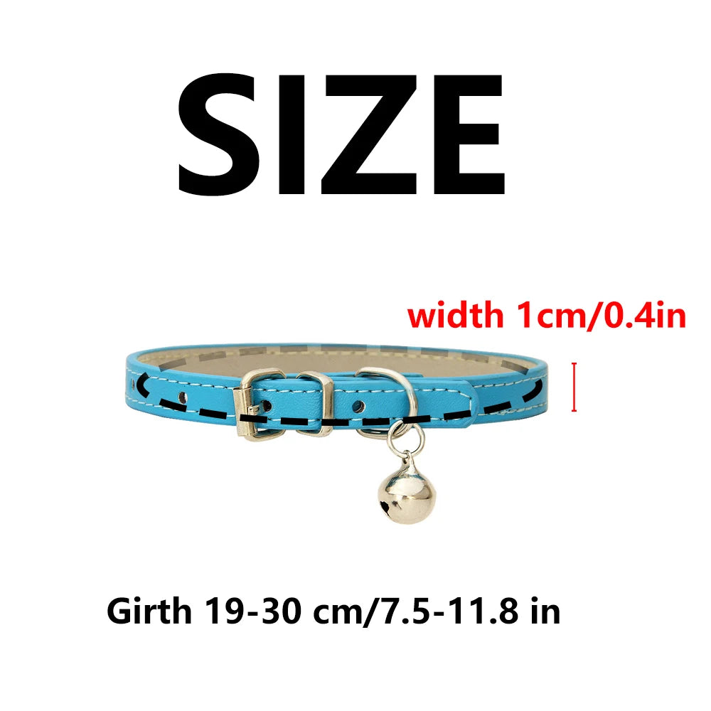Cat Collar – Adjustable PU Leather Padded Collar with Metal Buckle
