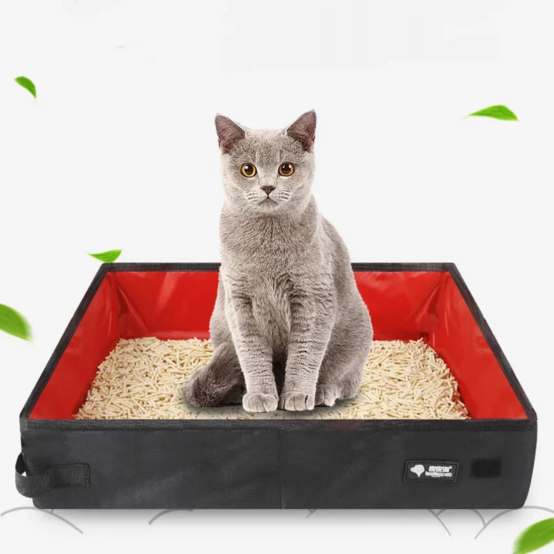 Portable Cat Litter Box – Foldable Travel Pet Toilet Tray