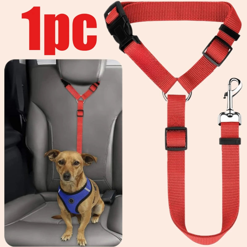Dog Car Seat Belt – Adjustable Nylon Pet Safety Leash