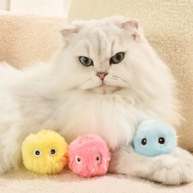 Interactive Cat Toy Ball – Plush Catnip Squeaky Toy