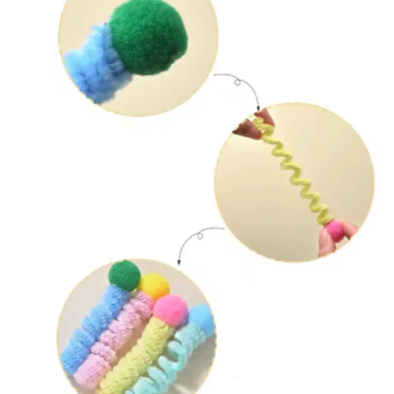 Cat Spring Toy – Colorful Interactive Plastic Cat Toy