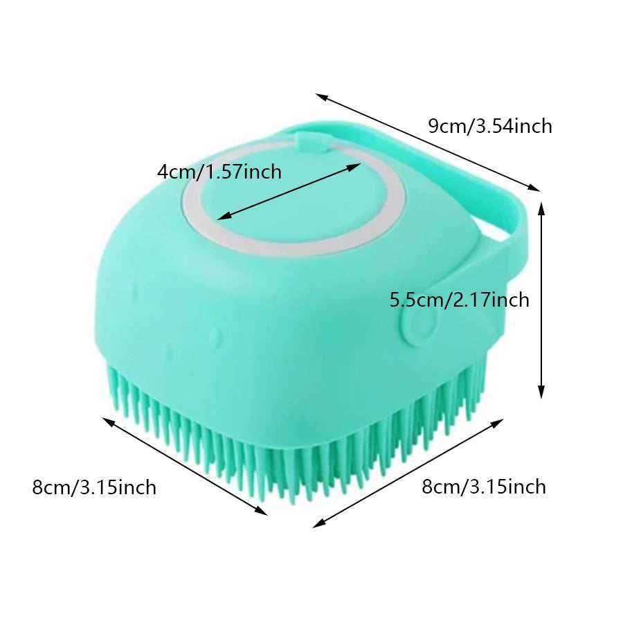 Dog Bathing Brush – Silicone Shampoo Dispenser & Massage Tool