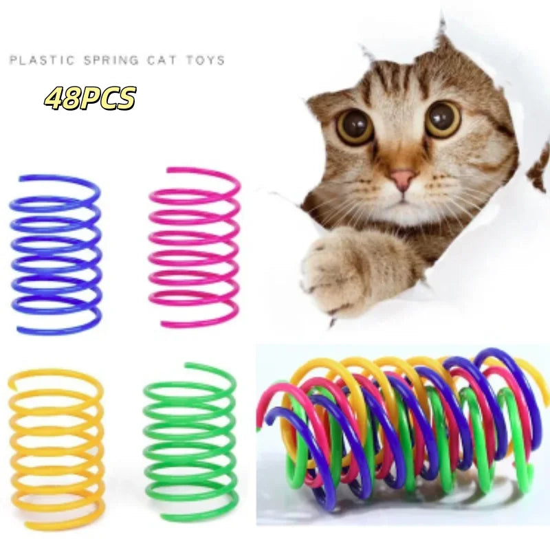 Cat Spring Toy – Colorful Interactive Plastic Cat Toy