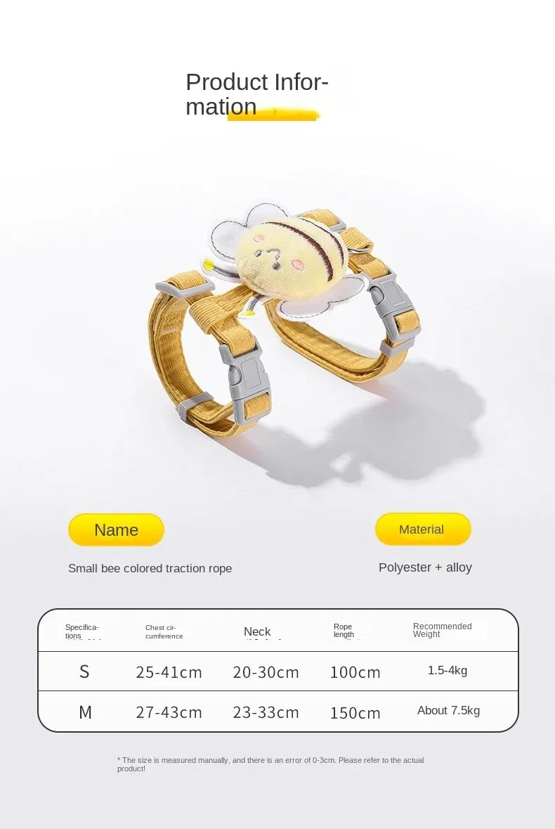 Cat Harness and Leash Set – Adjustable Cartoon Bee Design