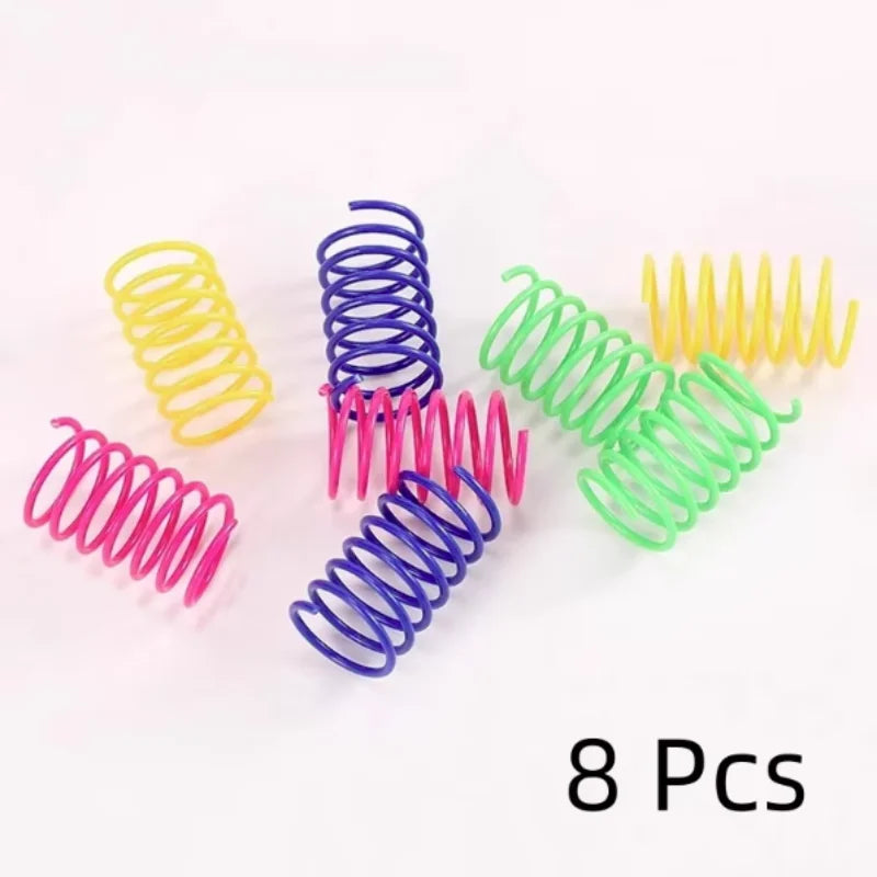 Cat Spring Toy – Colorful Interactive Plastic Cat Toy