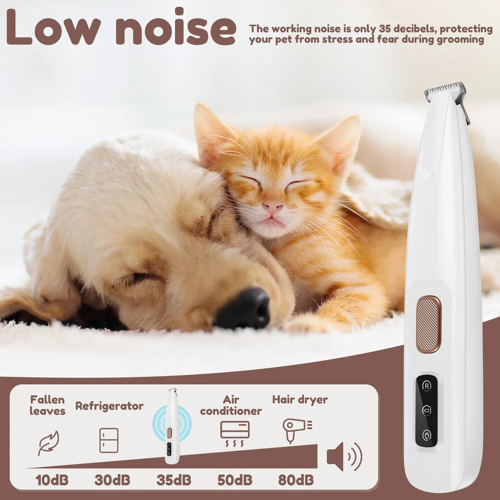 Dog Paw Trimmer with LED Light – Waterproof Rechargeable Dog Clipper