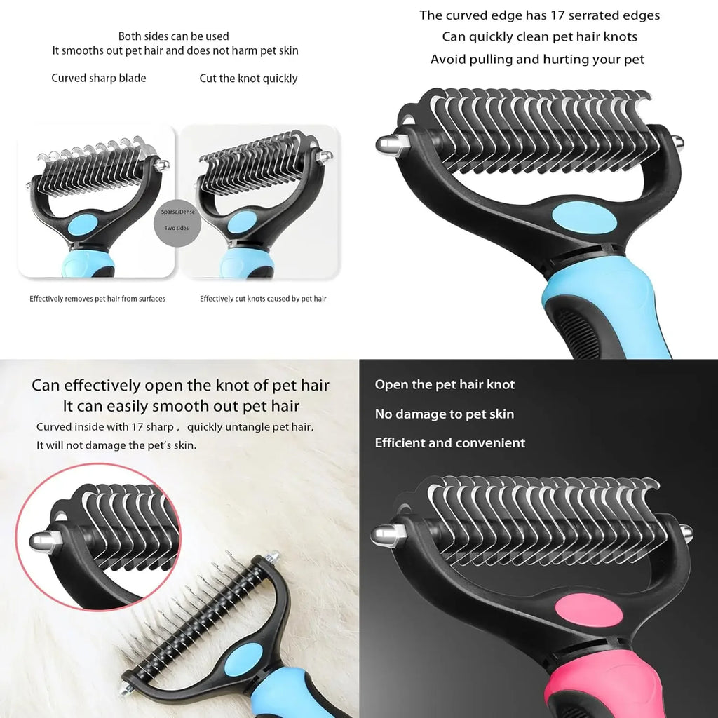 Cat Hair Removal Brush – Double-Sided Pet Grooming Comb