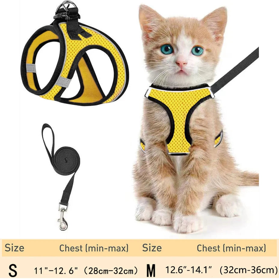Cat Harness and Leash – Adjustable Reflective Soft Mesh Vest