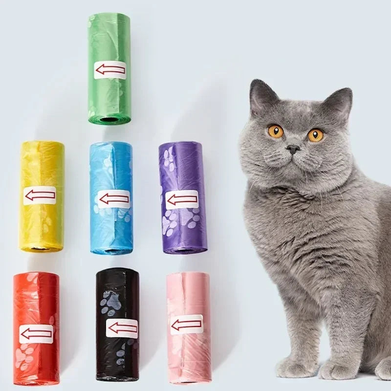 Dog Poop Bags Biodegradable Leak Proof Scented Paw Print Rolls