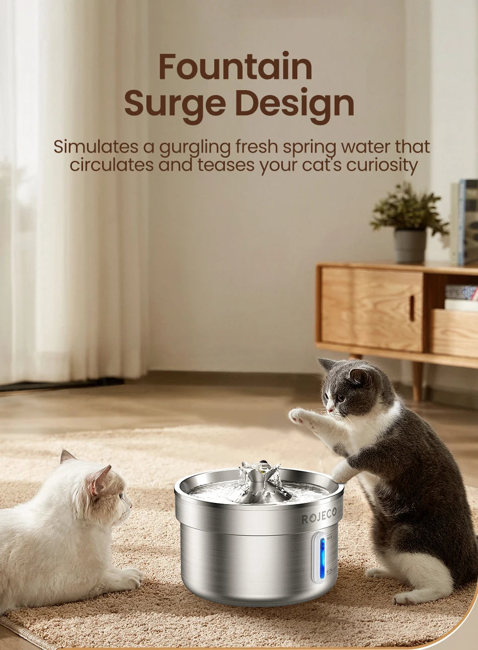 Cat Water Fountain Stainless Steel Automatic Pet Water Dispenser