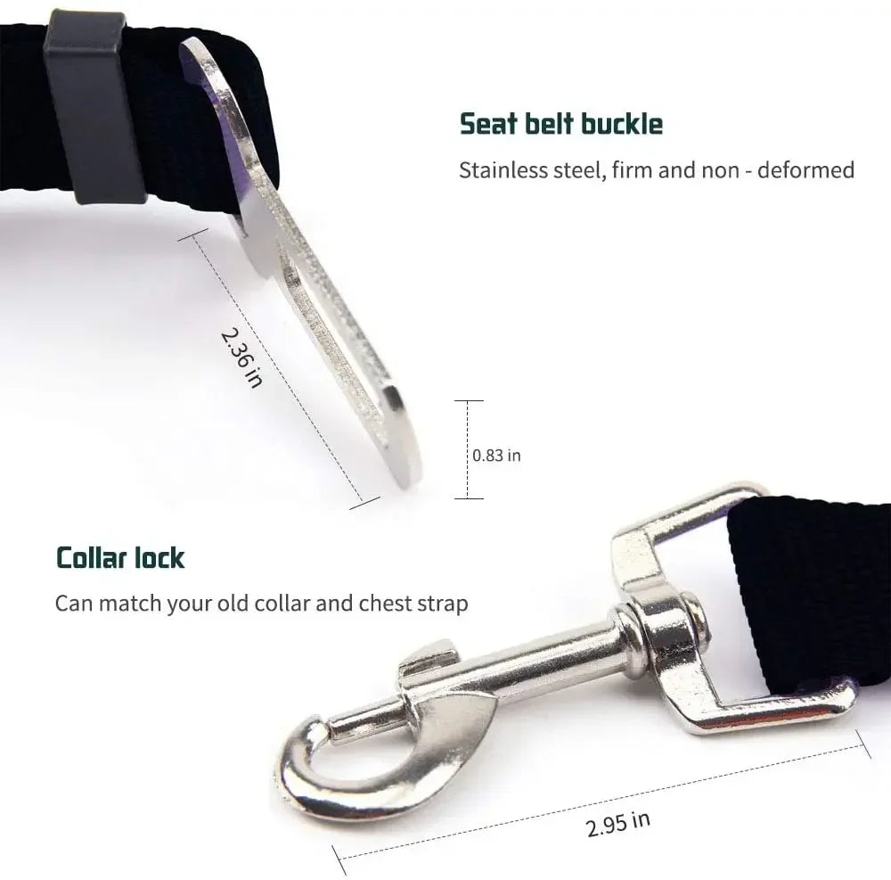 Dog Car Seat Belt – Adjustable Pet Safety Harness with Quick Release