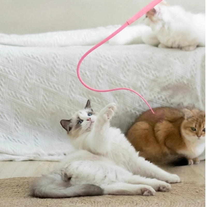 Cat Teaser Toy with Silicone Mouse Tail, Interactive Cat Wand