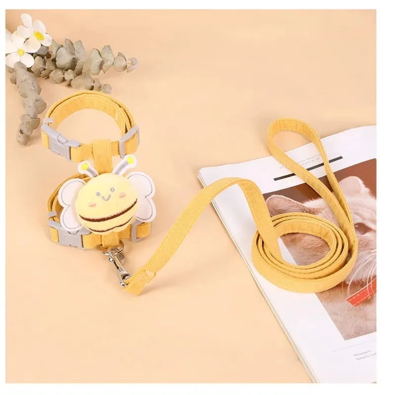 Cat Harness and Leash Set – Adjustable Cartoon Bee Design