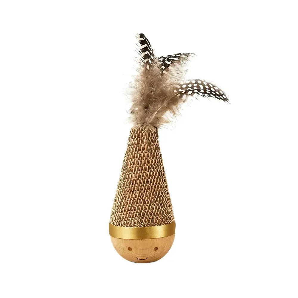 Cat Wobbler Toy – Interactive Wooden Tumbler