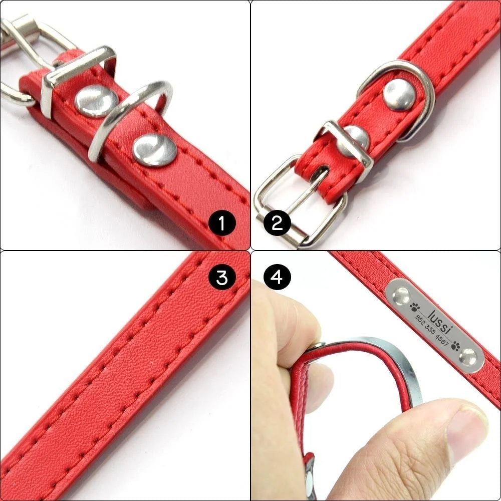Personalized Dog Collar – Engraved Leather Pet ID Collar