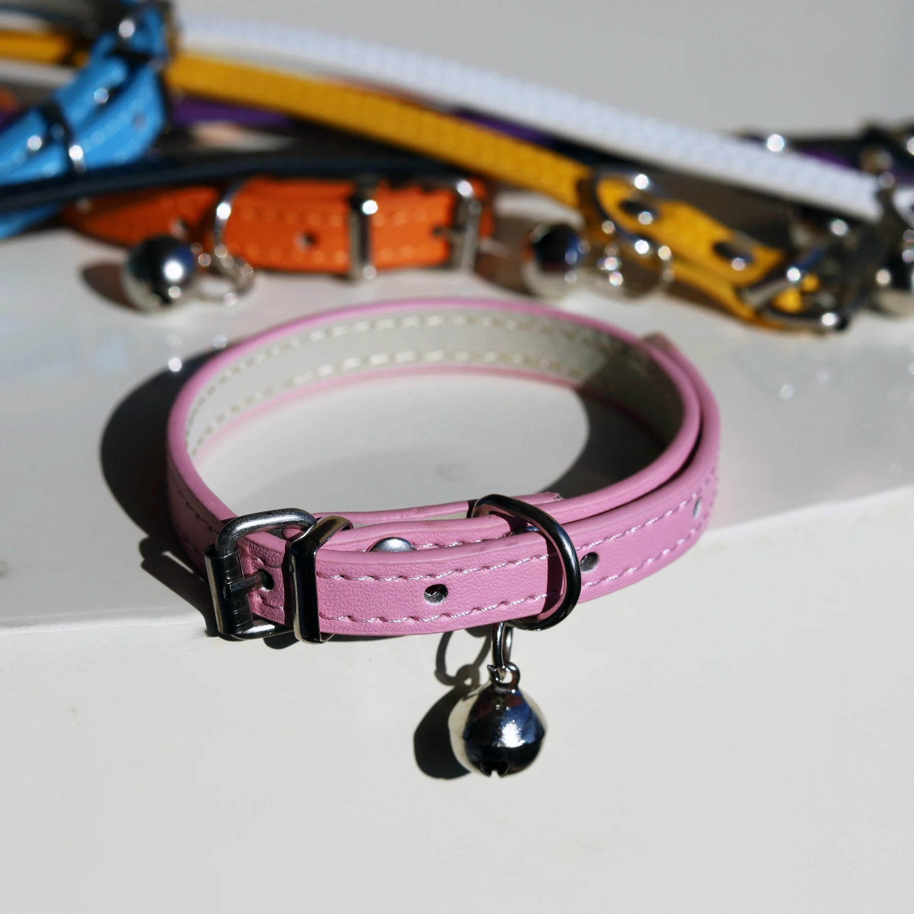 Cat Collar – Adjustable PU Leather Padded Collar with Metal Buckle