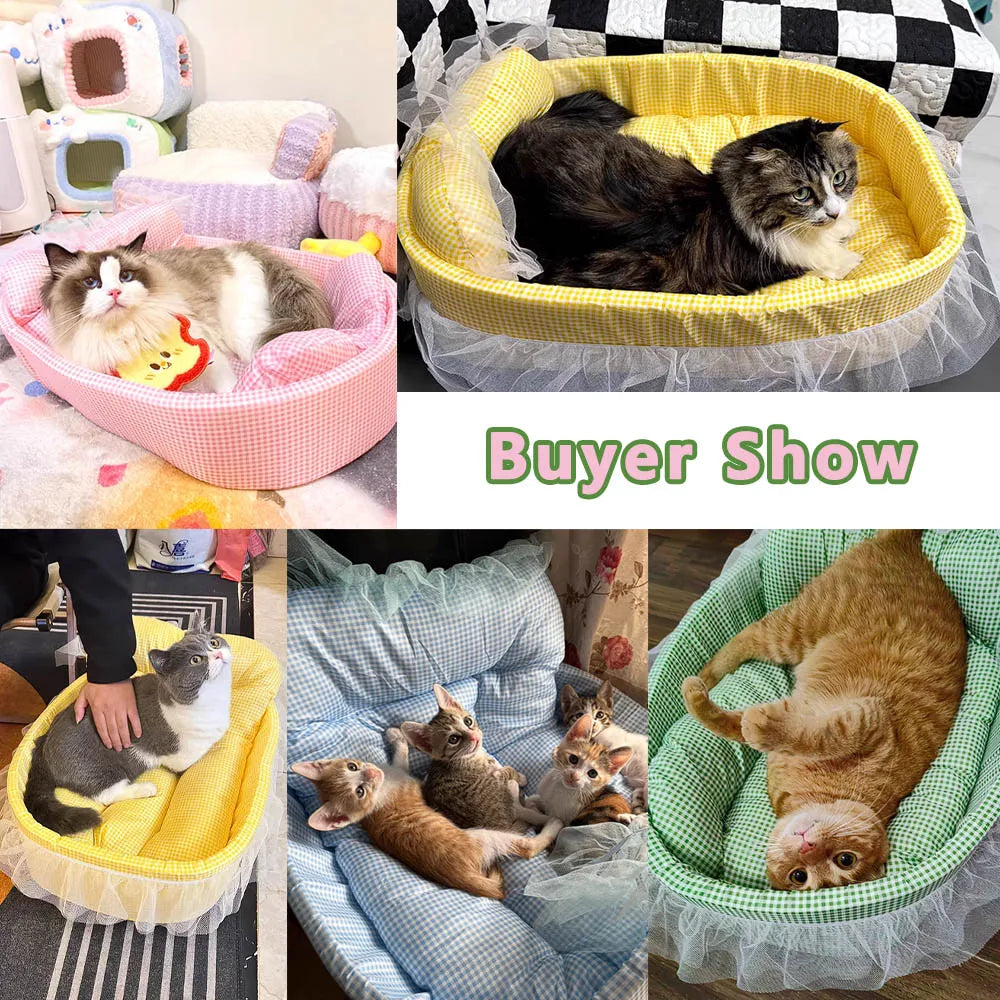 Cat Sofa Bed – Plush Oval Pet Bed for Cats & Small Dogs