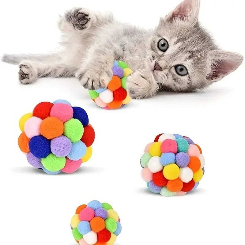 Cat Ball Toy Set – Plush, Woolen & Bell Balls for Cats