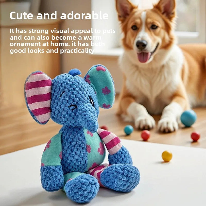 Plush Squeaky Dog Toy – Elephant, Fox & Puppy Designs