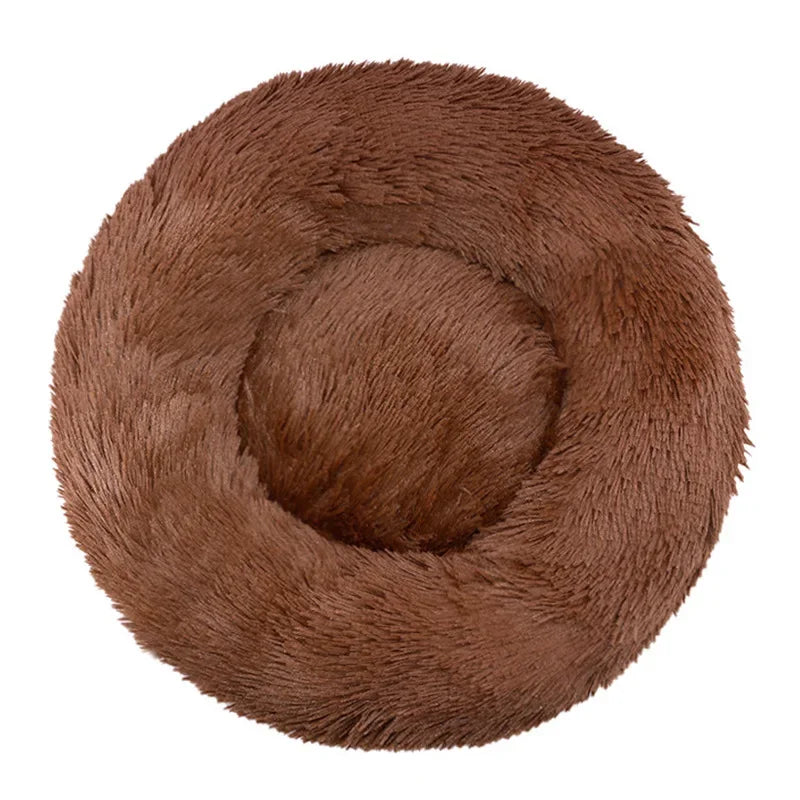 Plush Dog Bed Round Soft Calming Bed for Small Large Dogs & Cats