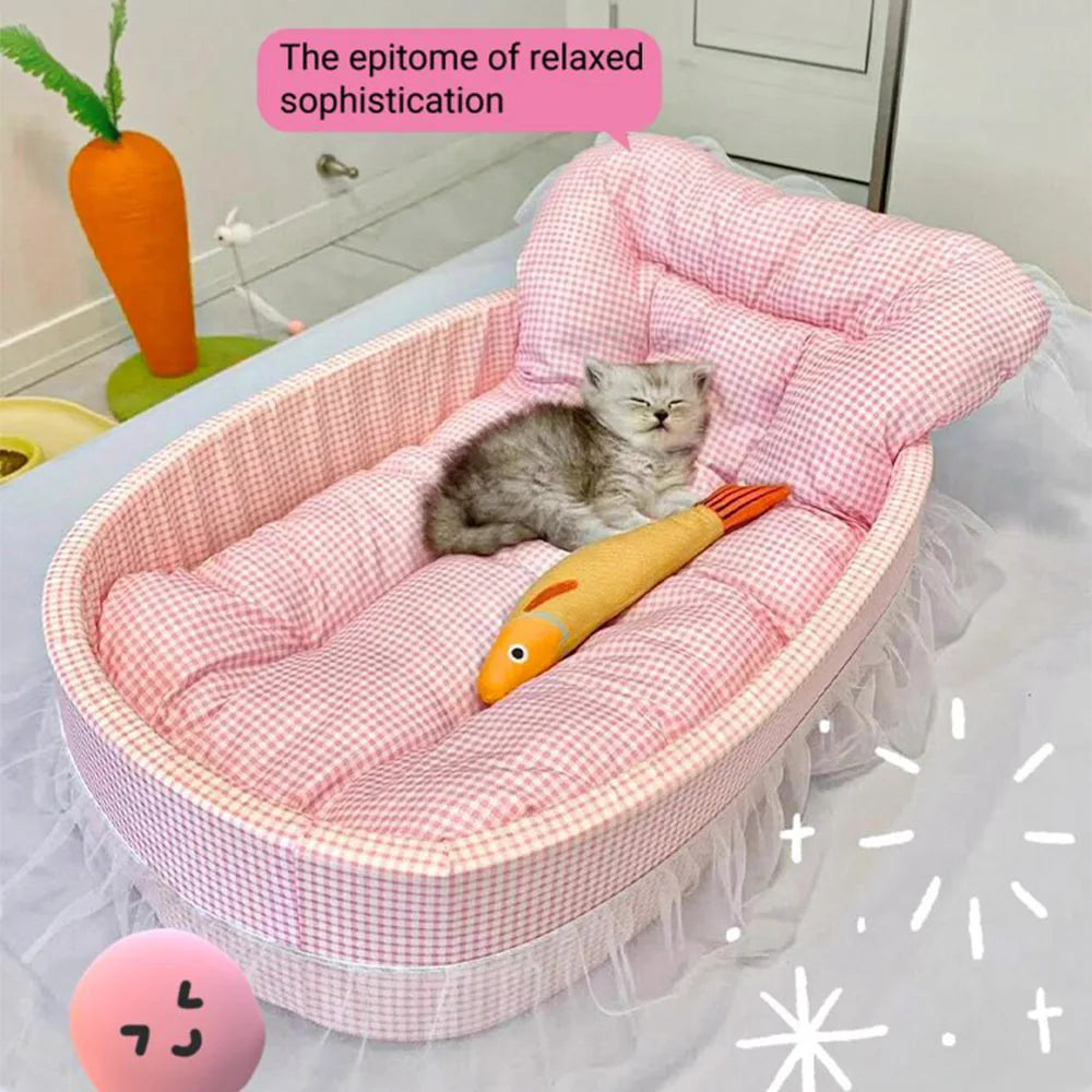 Cat Sofa Bed – Plush Oval Pet Bed for Cats & Small Dogs