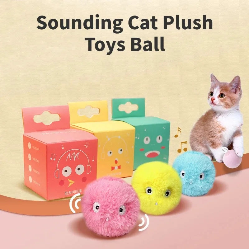Interactive Cat Ball Toy – Plush Animal Sound Toy
