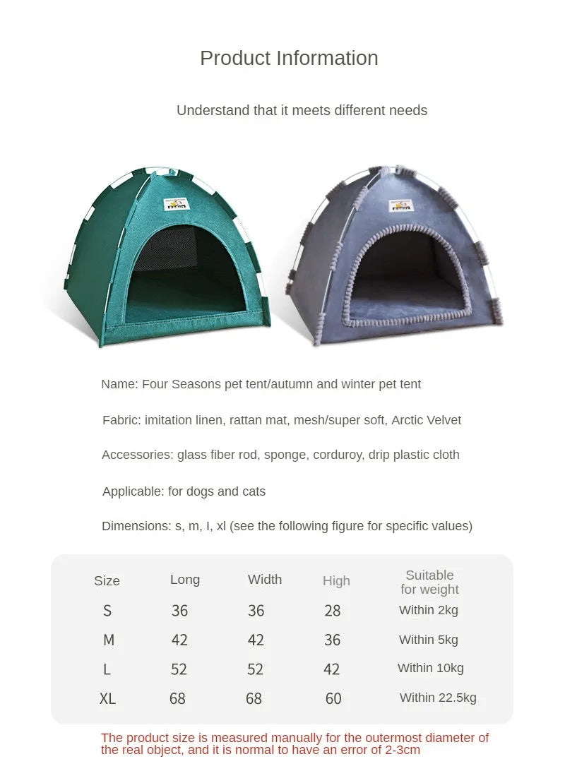 Foldable Cat House – Portable Four-Season Pet Tent