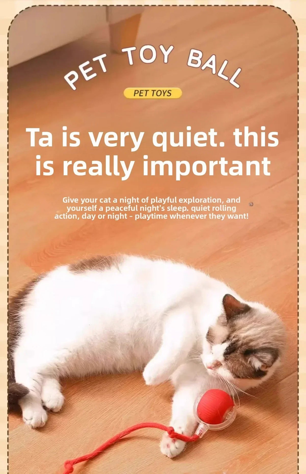 Smart Obstacle Avoidance Cat Ball Toy Adjustable Speed Electric Self Rolling Interactive Ball With Long Elastic Rope For Play