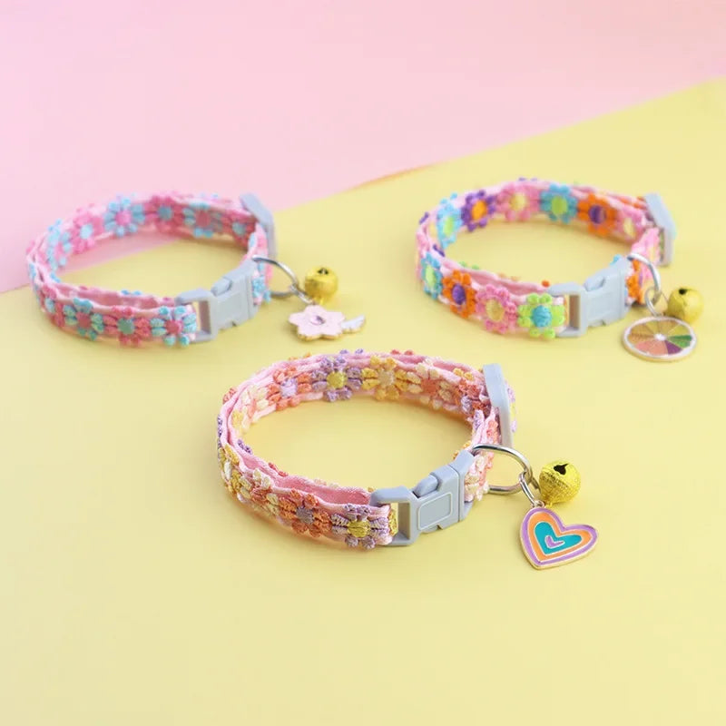 Embroidered Cat Collar with Bell – Breakaway Safety Buckle