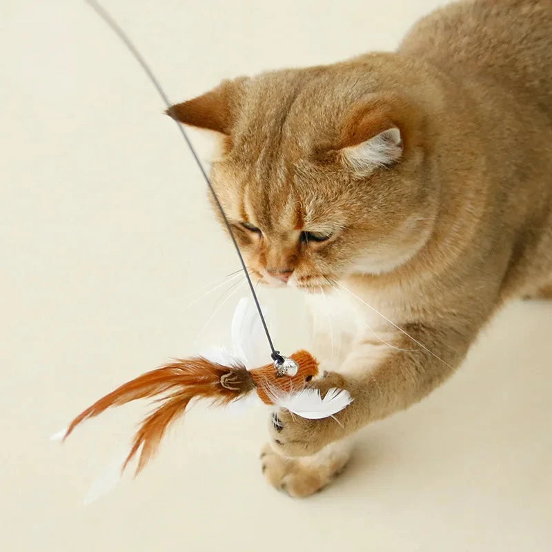 Cat Feather Wand Toy – Interactive Bell Teaser Replacement