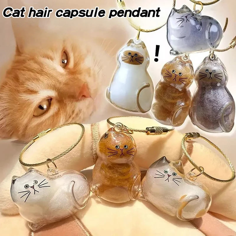 Cat Hair Memorial Keychain – Pet Fur Keepsake Storage Capsule