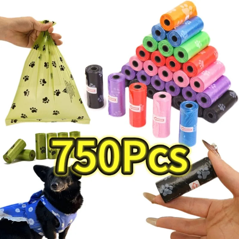 Dog Poop Bags Biodegradable Leak Proof Scented Paw Print Rolls